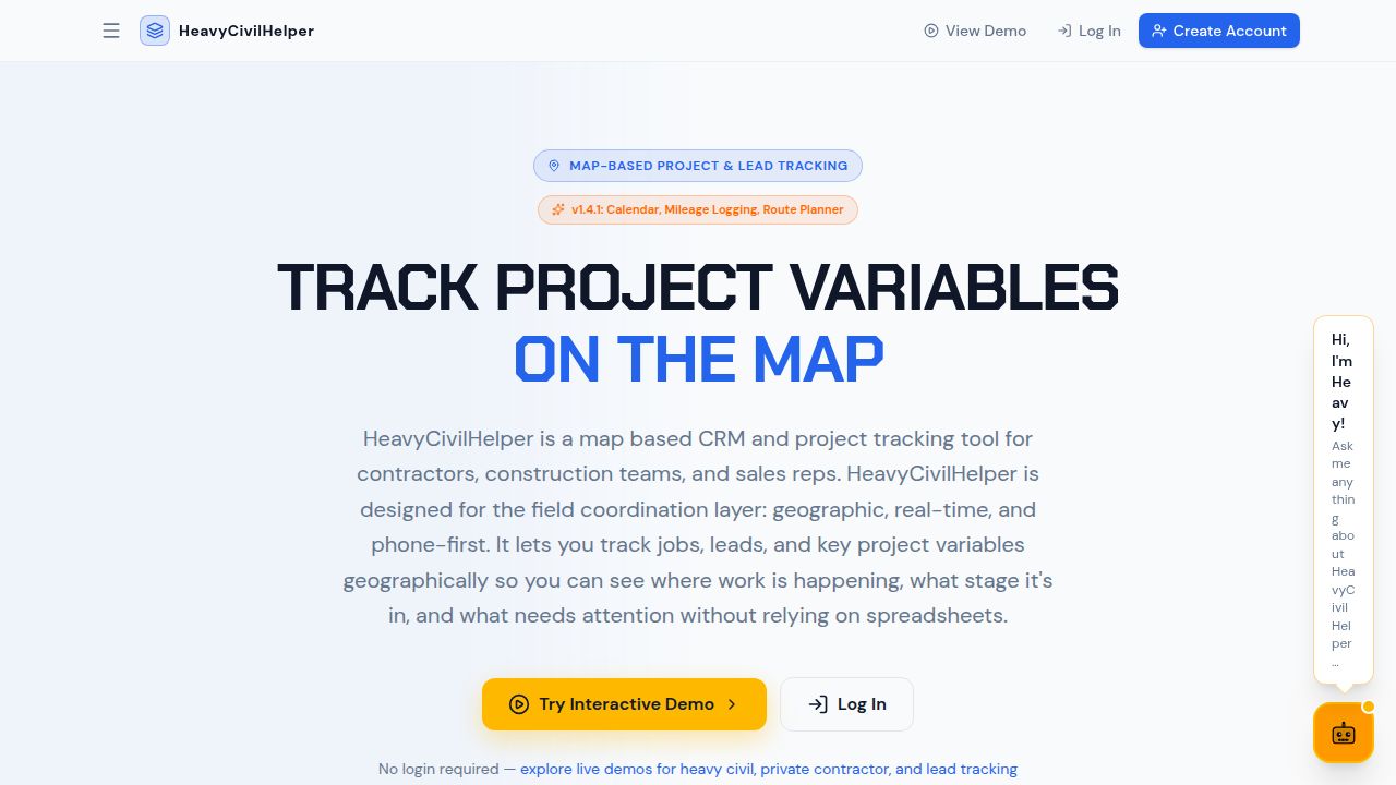 HeavyCivilHelper — Map-Based Construction Project Tracking